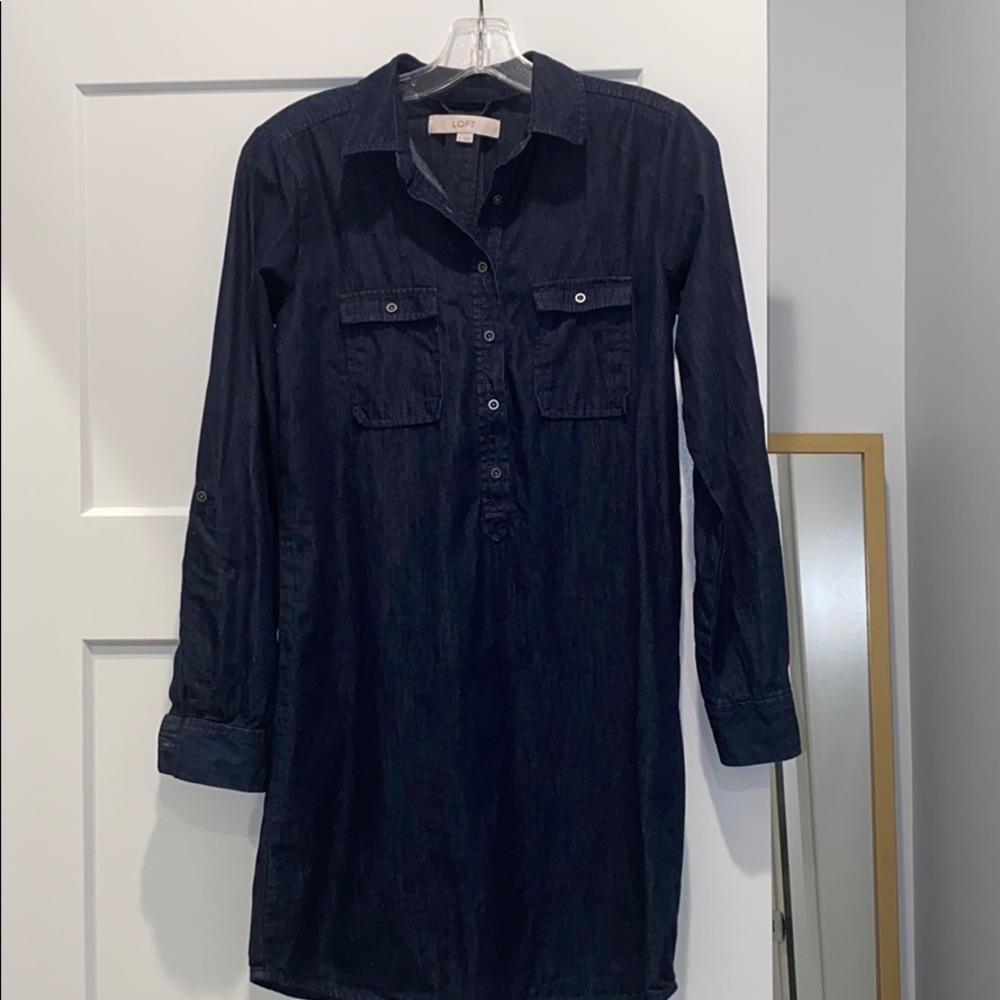 Loft long sleeve denim dress